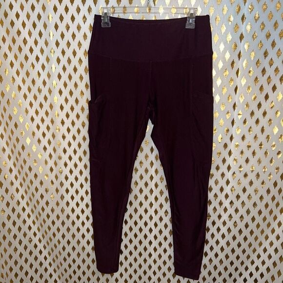 Maroon red Athletic leggings skinny ankle size L - Picture 1 of 4